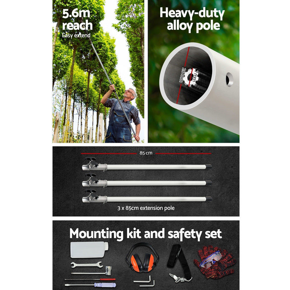 Giantz 62CC Pole Chainsaw Hedge Trimmer Brush Cutter Whipper Saw Snipper 7-in-1-6