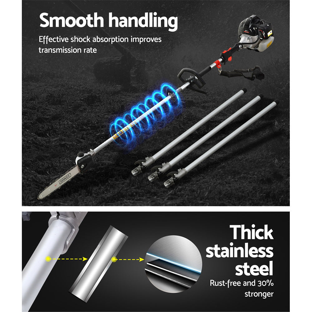 Giantz 62CC Pole Chainsaw Hedge Trimmer Brush Cutter Whipper Snipper Saw 9-in-1 5.6m-3