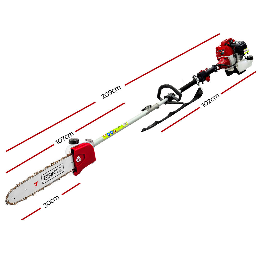 Giantz 62CC Pole Chainsaw 12in Chain Saw Petrol 4.3m Long Reach Red-1