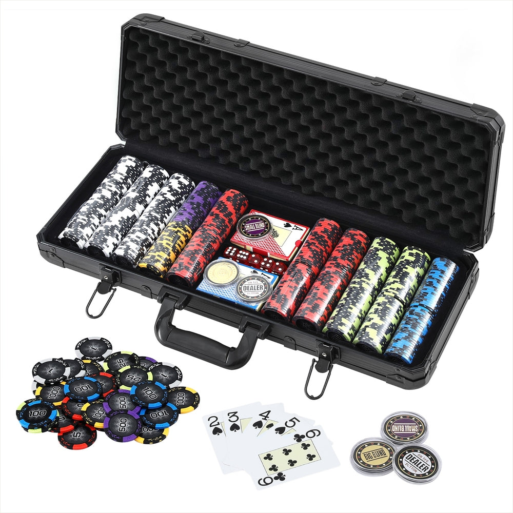 Poker Chip Set 500PC 14g Chips Casino Gambling Party Game Dice Cards-0