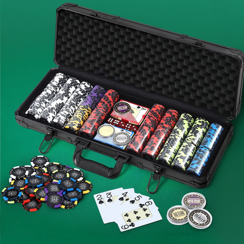 Poker Chip Set 500PC 14g Chips Casino Gambling Party Game Dice Cards-6