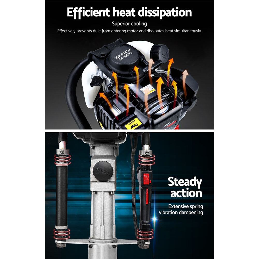 Giantz Petrol Post Driver 4-Stroke Rammer Pile Star Picket Fence Hole Black-3