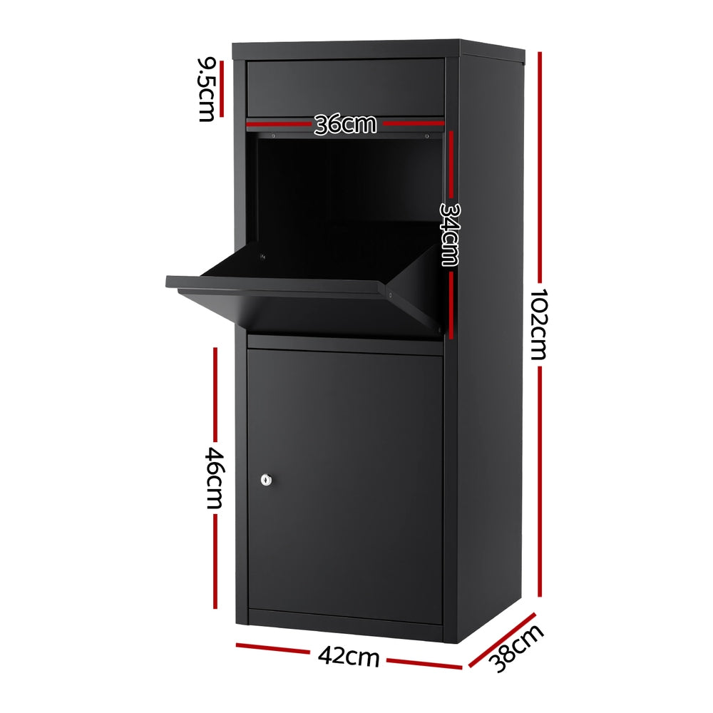Gardeon Parcel Letterbox Drop Box Package Mailbox Black-1