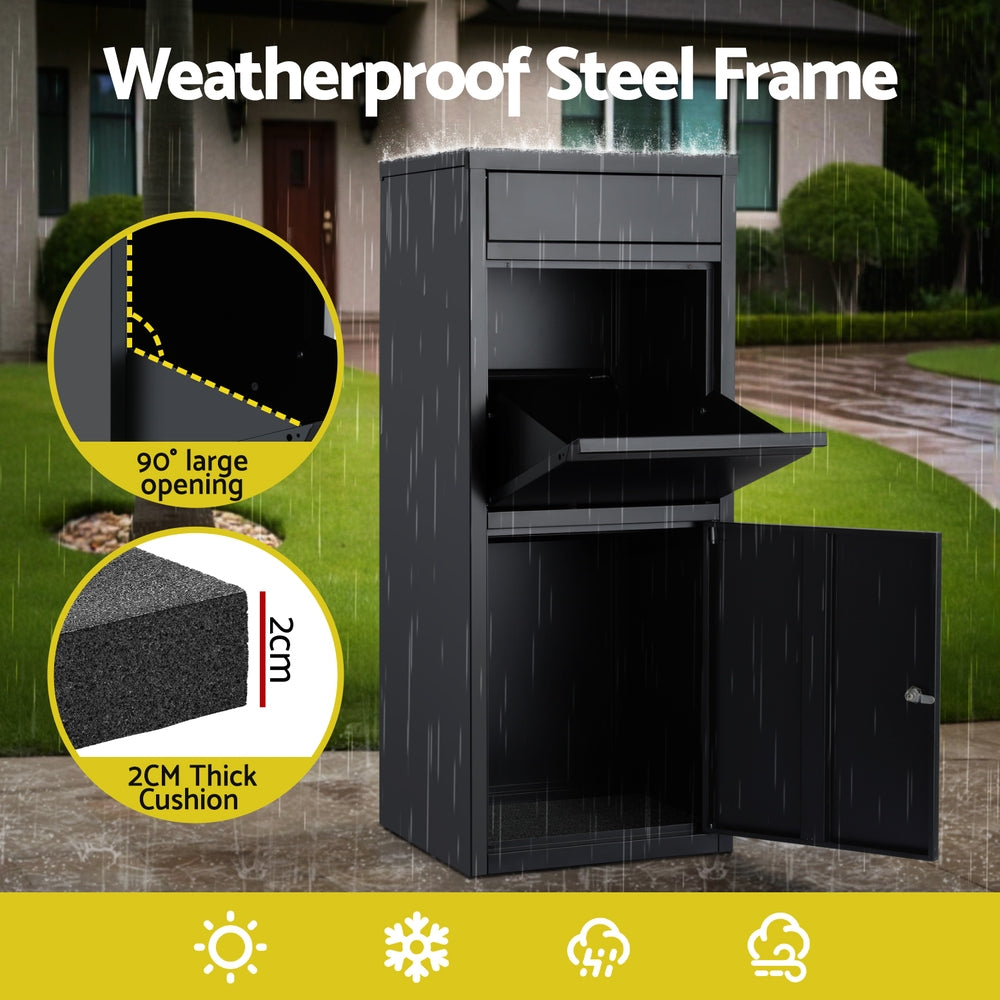 Gardeon Parcel Letterbox Drop Box Package Mailbox Black-5