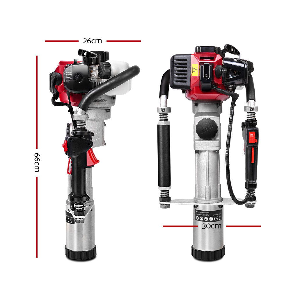 Giantz Petrol Post Driver 2-Stroke 55CC Rammer Pile Star Picket Fence Hole Red-1