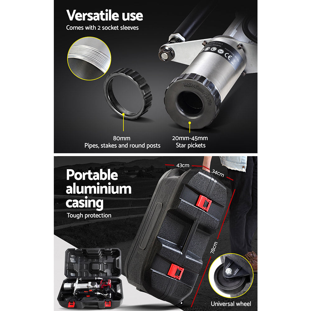 Giantz Petrol Post Driver 2-Stroke 55CC Rammer Pile Star Picket Fence Hole Red-5