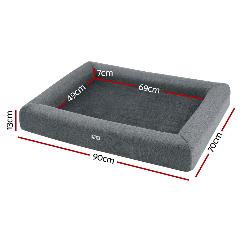 i.Pet Pet Bed Dog Cat Large Calming Soft Sofa Cushion Egg Crate Washable Grey-1