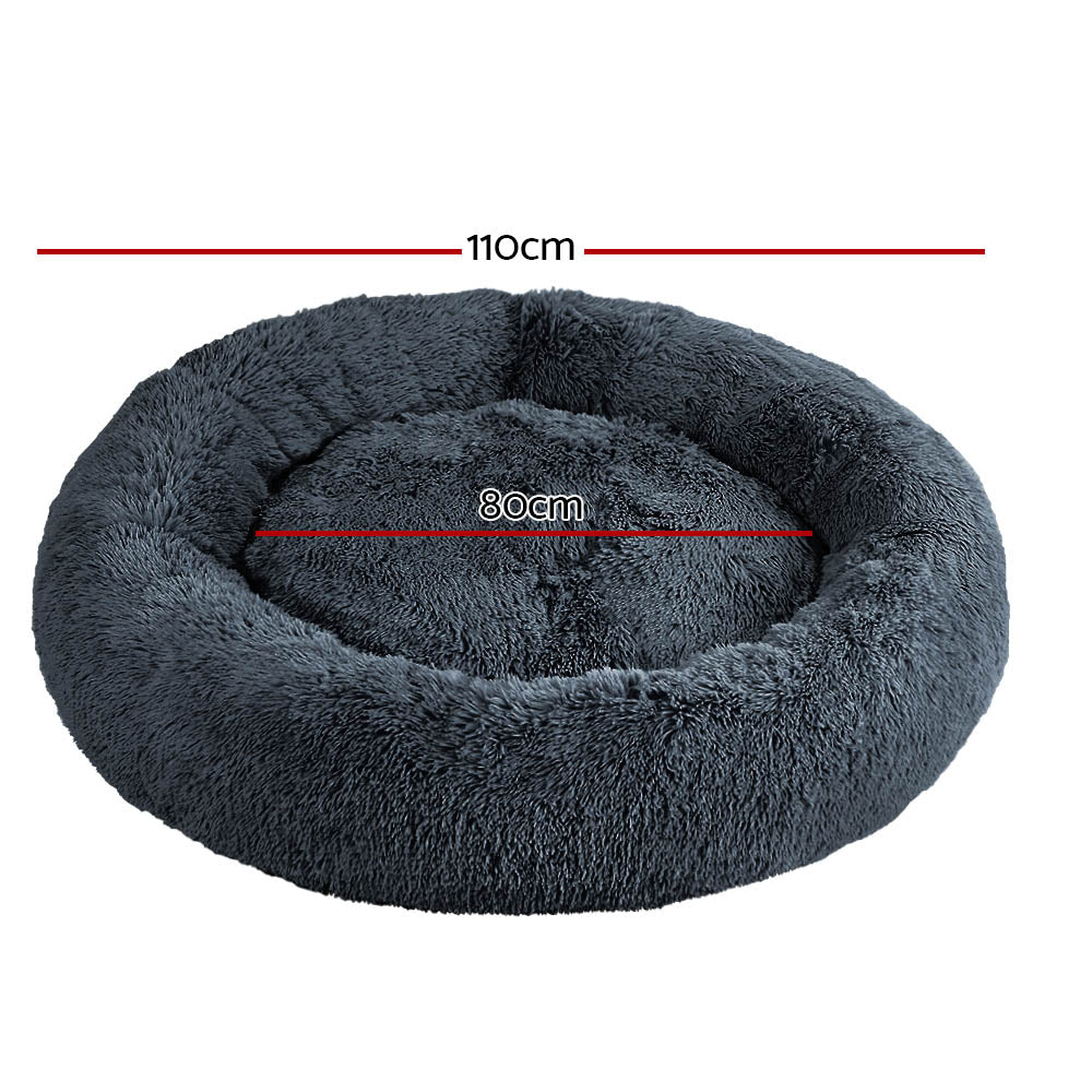 i.Pet Pet Bed Dog Cat 110cm Calming Extra Large Soft Plush Dark Grey-1