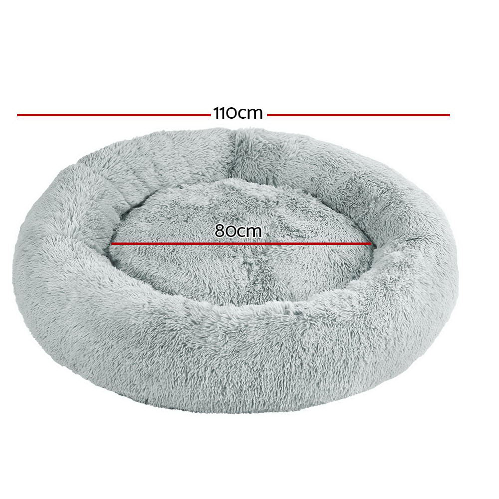 i.Pet Pet Bed Dog Cat 110cm Calming Extra Large Soft Plush Light Grey-1