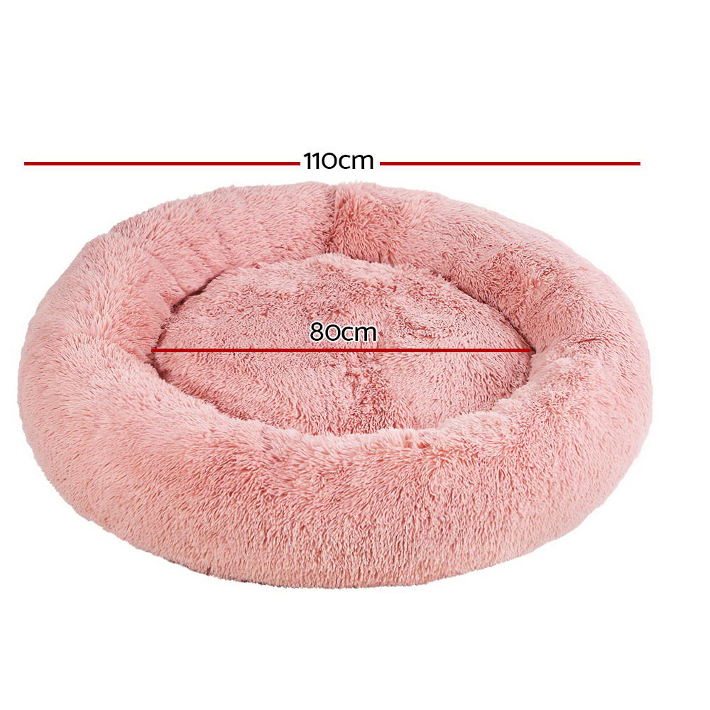 i.Pet Pet Bed Dog Cat 110cm Calming Extra Large Soft Plush Pink-1