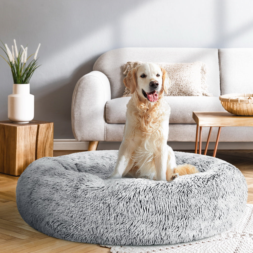 i.Pet Pet Bed Dog Cat 90cm Large Calming Soft Plush Light Charcoal-6