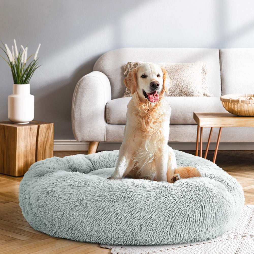 i.Pet Pet Bed Dog Cat 90cm Large Calming Soft Plush Light Grey-6