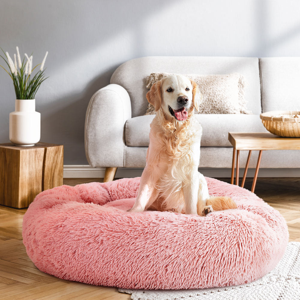 i.Pet Pet Bed Dog Cat 90cm Large Calming Soft Plush Pink-6