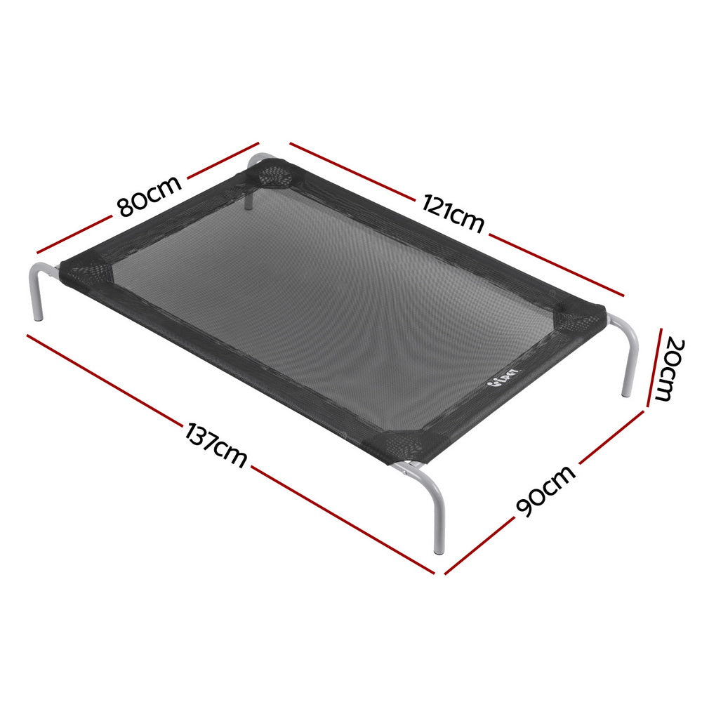 i.Pet Pet Dog Bed Elevated Trampoline Durable Raised Heavy Duty Large Dogs 90x137cm Black-1