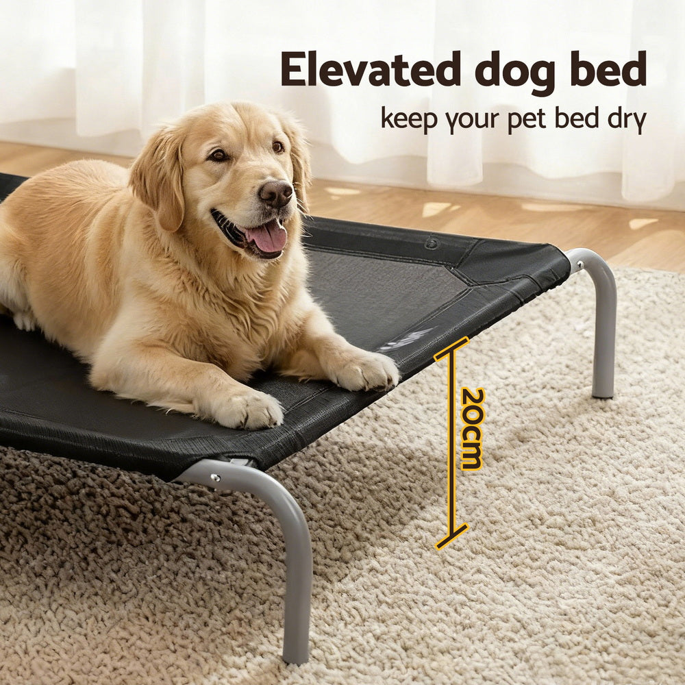 i.Pet Pet Dog Bed Elevated Trampoline Durable Raised Heavy Duty Large Dogs 90x137cm Black-3