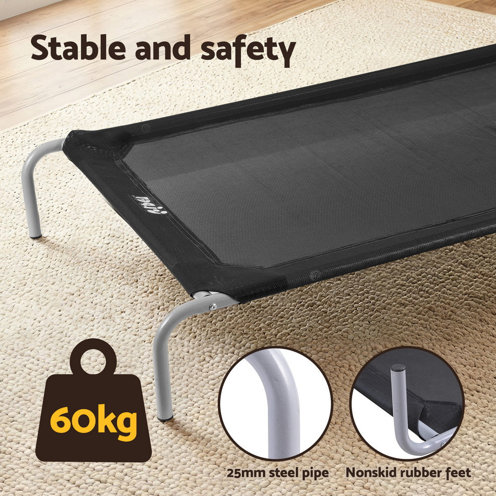i.Pet Pet Dog Bed Elevated Trampoline Durable Raised Heavy Duty Large Dogs 90x137cm Black-5