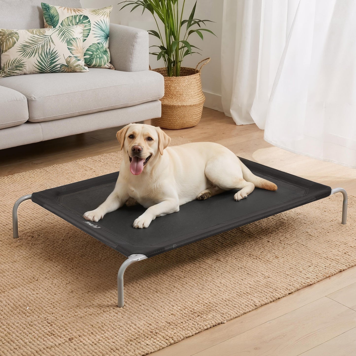 i.Pet Pet Dog Bed Elevated Trampoline Durable Raised Heavy Duty Large Dogs 90x137cm Black-6