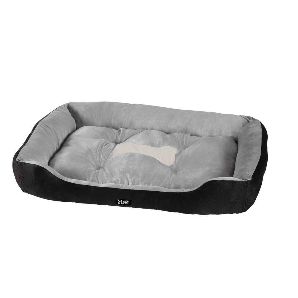 i.Pet Pet Bed Dog Cat Calming Soft Sleeping Comfy Plush Mat Cave Washable Black-0