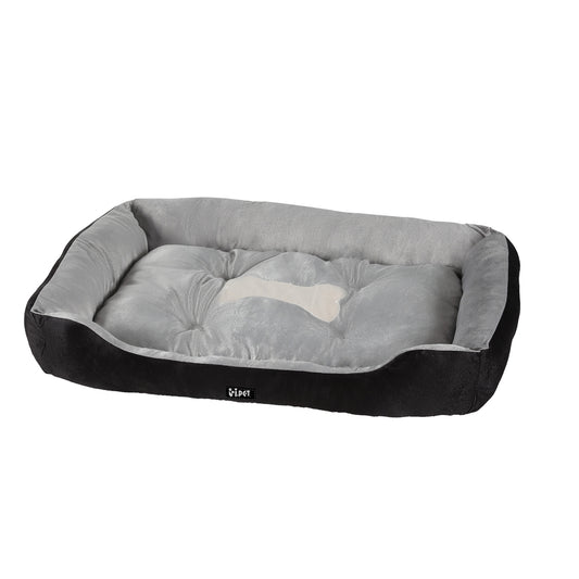 i.Pet Pet Bed Dog Cat Calming Soft Sleeping Comfy Plush Mat Cave Washable Black-0