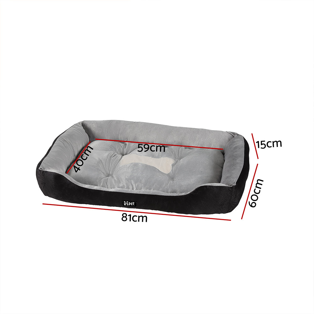 i.Pet Pet Bed Dog Cat Calming Soft Sleeping Comfy Plush Mat Cave Washable Black-1