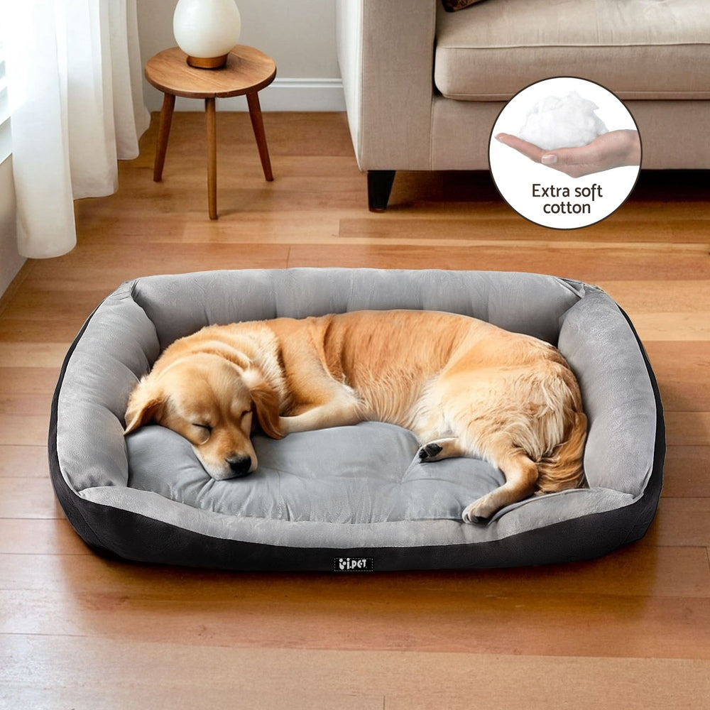i.Pet Pet Bed Dog Cat Calming Soft Sleeping Comfy Plush Mat Cave Washable Black-3