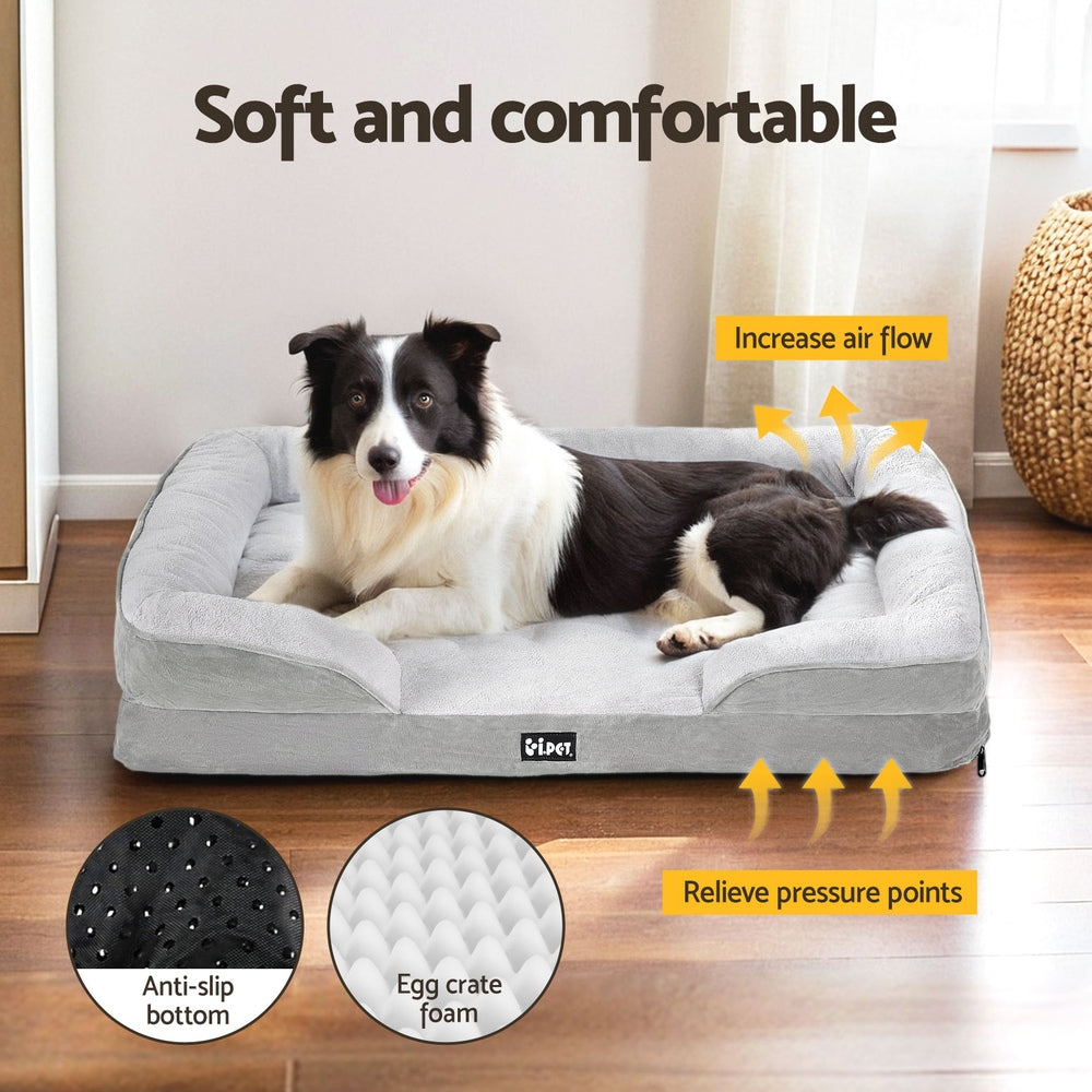 i.Pet Pet Bed Dog Calming Soft Cushion Egg Crate Large Sofa Washable Removable-3