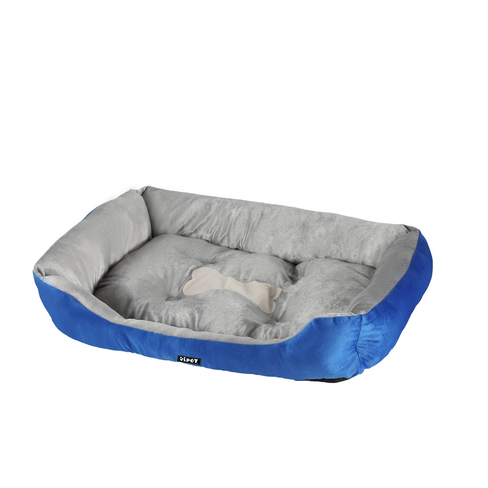 i.Pet Pet Bed Dog Cat Calming Soft Mat Sleeping Comfy Plush Cave Washable Blue-0