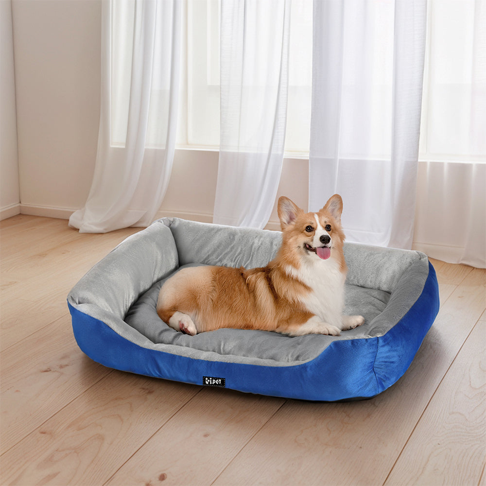 i.Pet Pet Bed Dog Cat Calming Soft Mat Sleeping Comfy Plush Cave Washable Blue-3