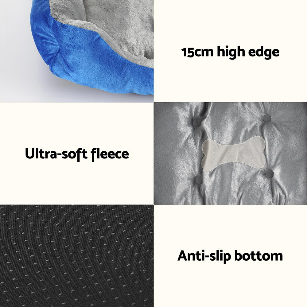 i.Pet Pet Bed Dog Cat Calming Soft Mat Sleeping Comfy Plush Cave Washable Blue-4