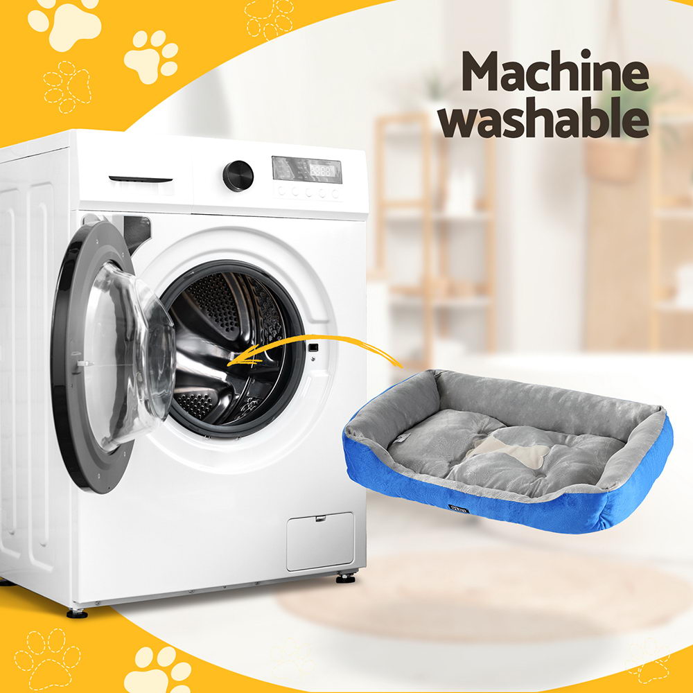 i.Pet Pet Bed Dog Cat Calming Soft Mat Sleeping Comfy Plush Cave Washable Blue-5