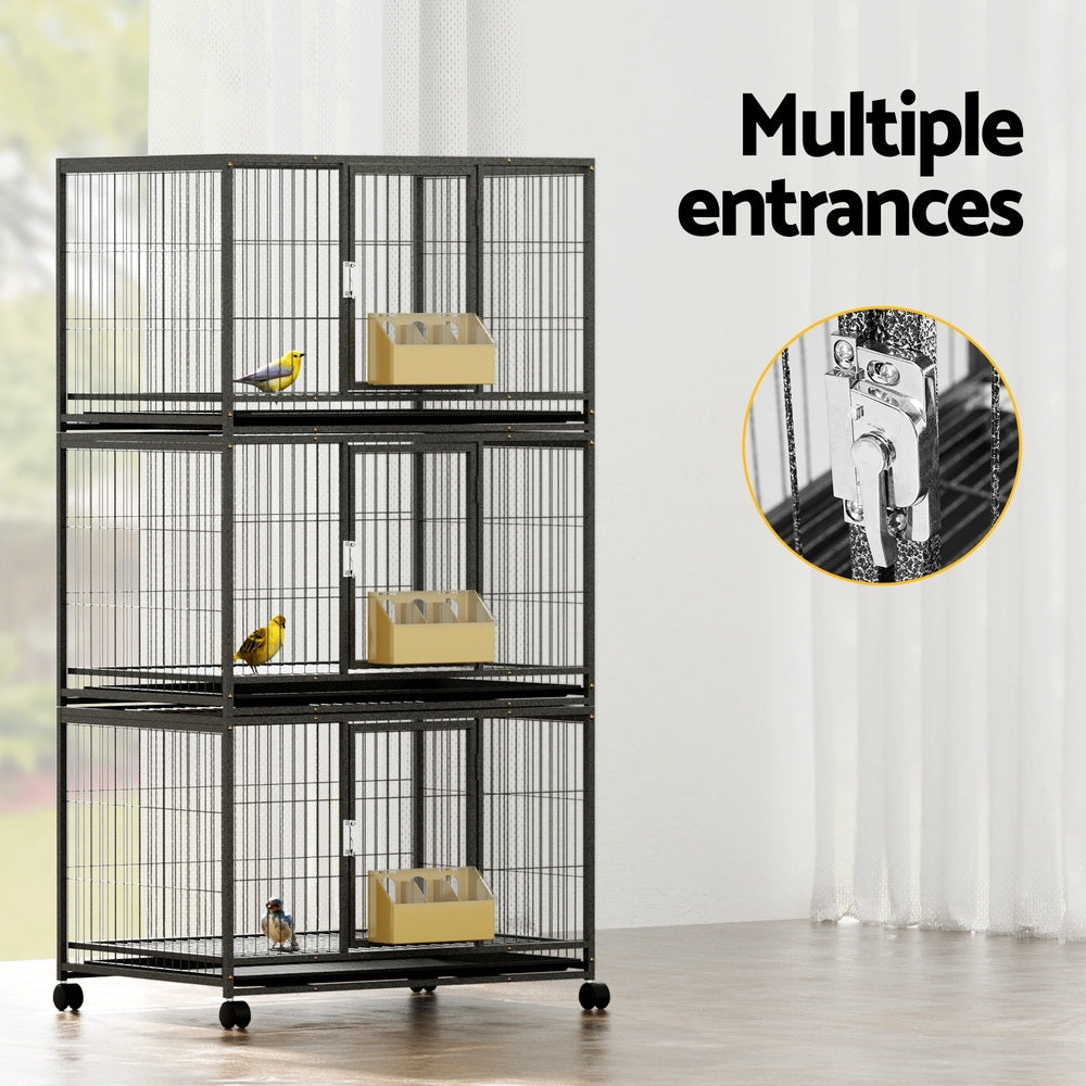 i.Pet Bird Cage Large Bird Cages Aviary Budgie Perch Cage Parrot Pet Stand Wheels-3