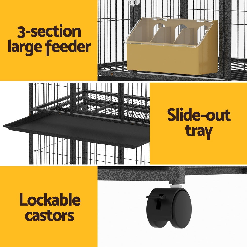 i.Pet Bird Cage Large Bird Cages Aviary Budgie Perch Cage Parrot Pet Stand Wheels-5