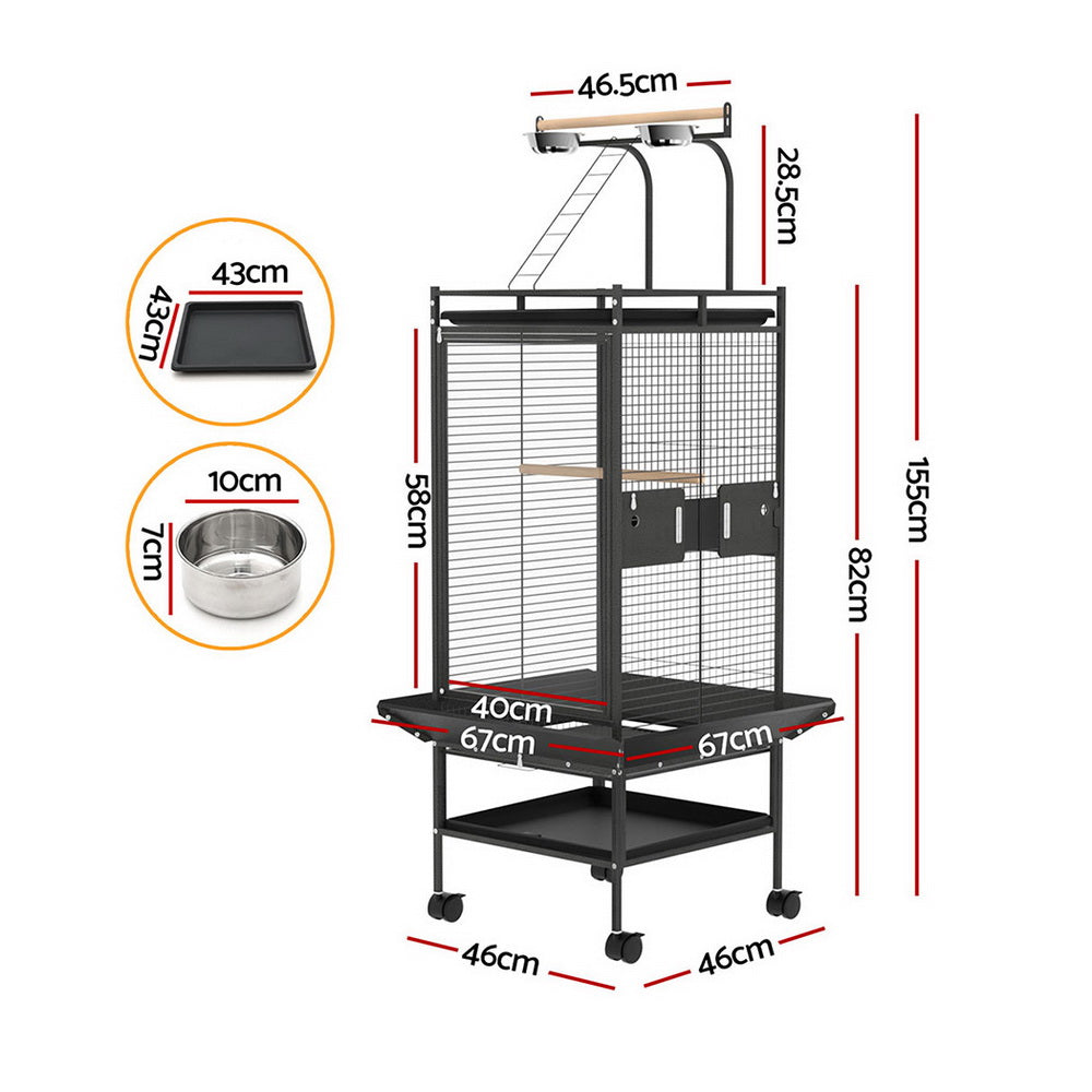 i.Pet Bird Cage Large Cages 155cm Parrot Aviary Stand-Alone Budgie Wheels Castor-1