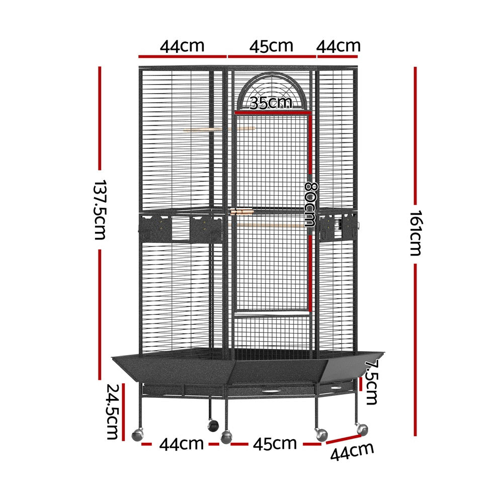 i.Pet Bird Cage Large Jumbo Aviary Budgie Perch Cage Parrot Stand Wheels Corner-1