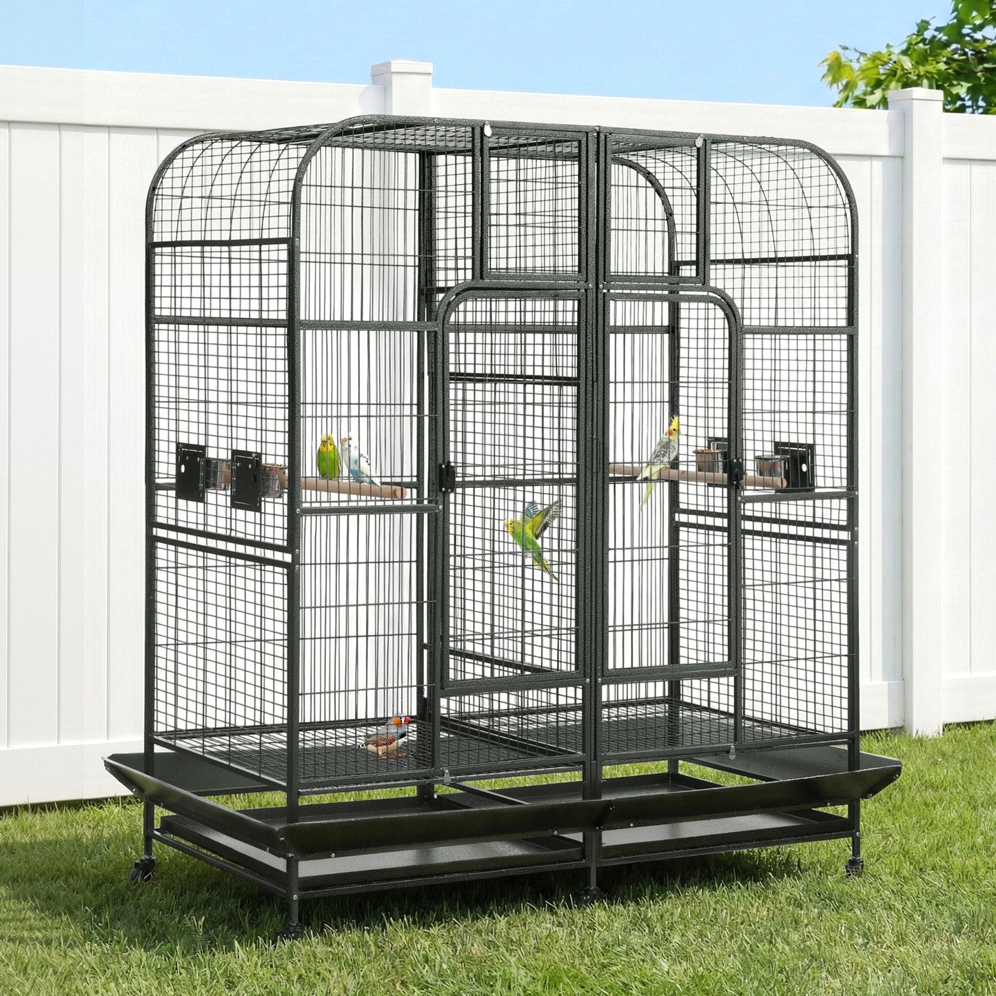 i.Pet Bird Cage Extra Large Aviary 185cm Pet Parrot Cage Castor Wheel Removable Divider-6