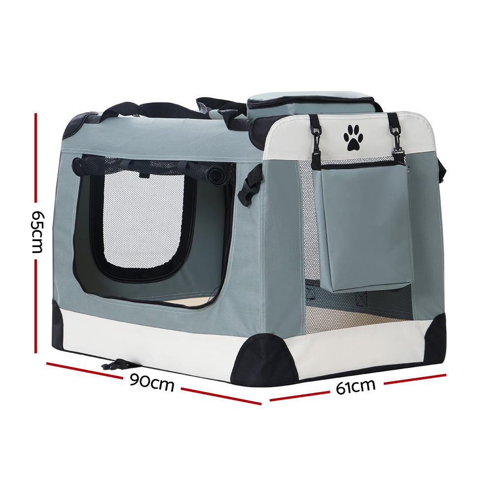 i.Pet Pet Carrier Soft Crate Dog Cat Travel 90x61CM Portable Foldable Car 2XL-1