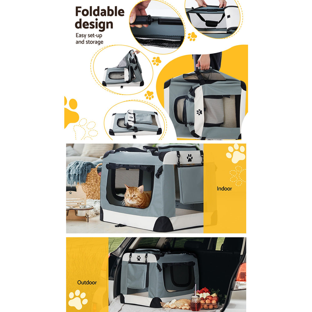 i.Pet Pet Carrier Soft Crate Dog Cat Travel 90x61CM Portable Foldable Car 2XL-6