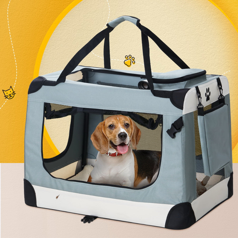 i.Pet Pet Carrier Soft Crate Dog Cat Travel 90x61CM Portable Foldable Car 2XL-7