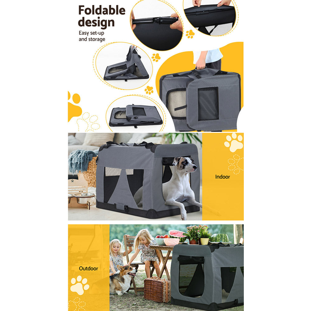 i.Pet Pet Carrier Soft Crate Dog Cat Travel 121x80CM Portable Foldable Car 4XL-6