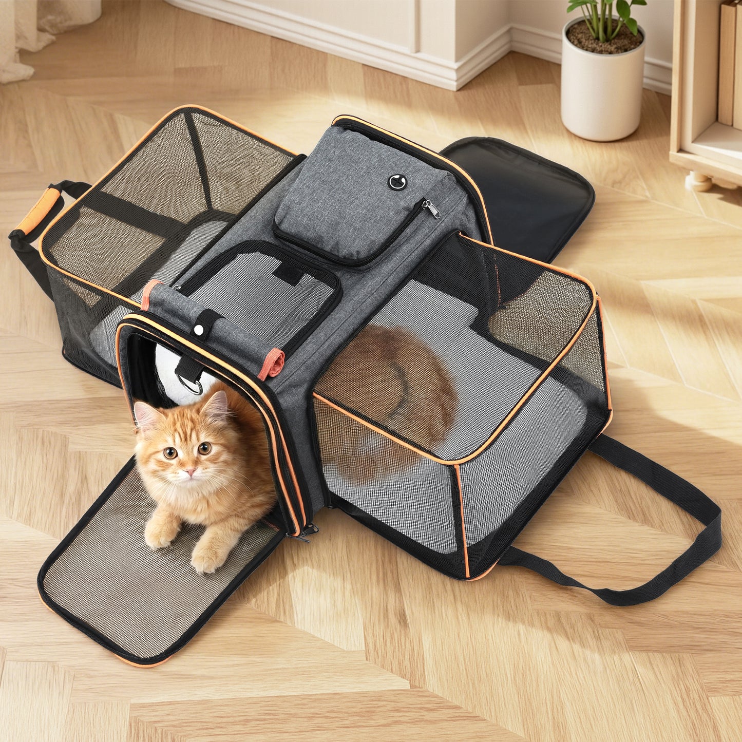 i.Pet Pet Carrier Bag Foldable Expandable Dog Cat Travel Cage Portable Car Kennel-6