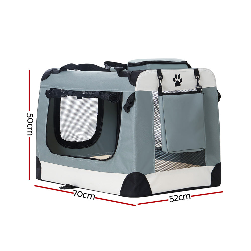 i.Pet Pet Carrier Soft Crate Dog Cat Travel 70x52CM Portable Foldable Car Large-1