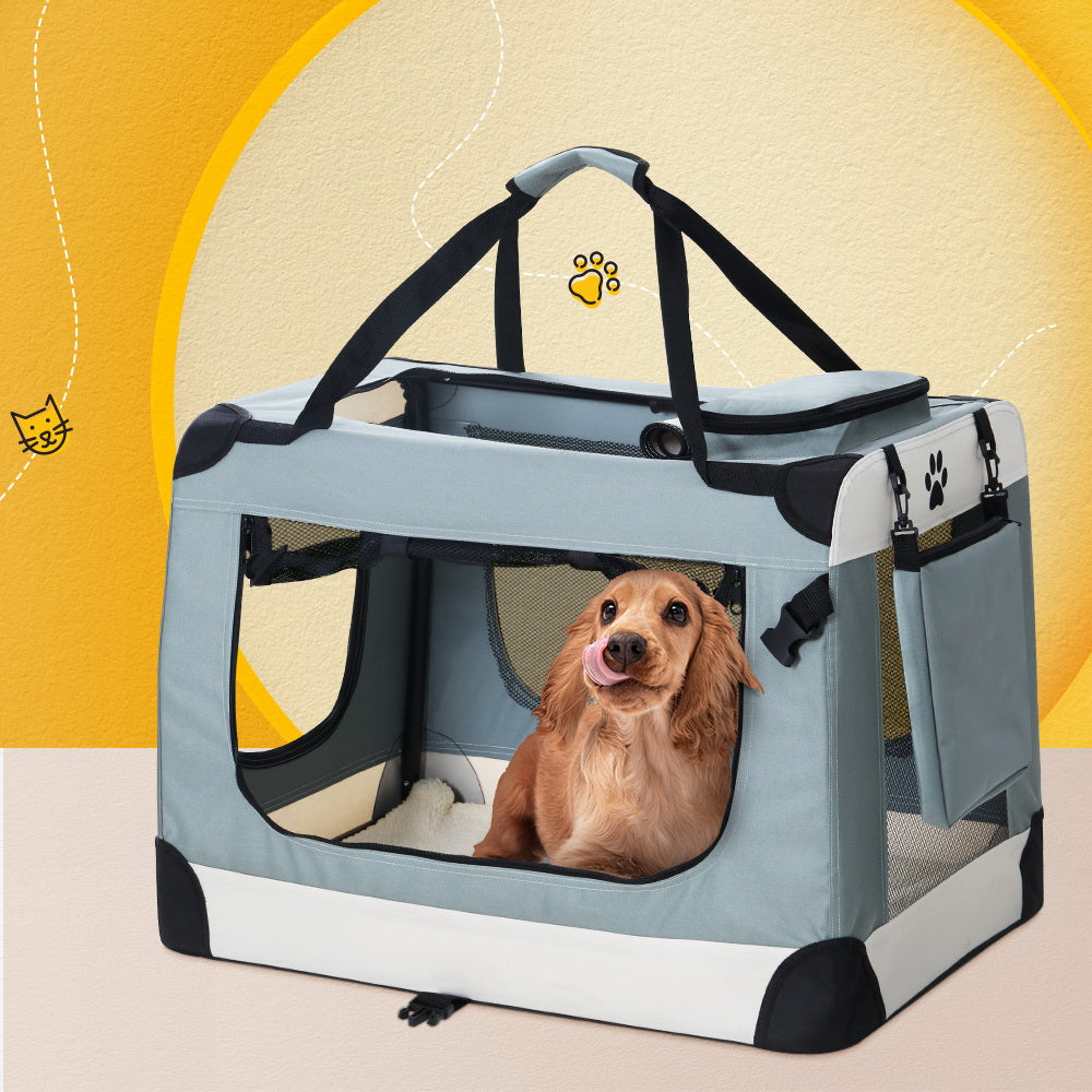 i.Pet Pet Carrier Soft Crate Dog Cat Travel 70x52CM Portable Foldable Car Large-7