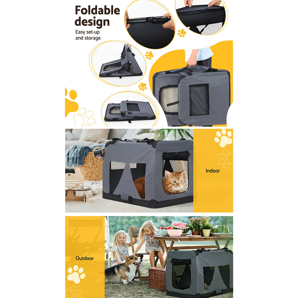 i.Pet Pet Carrier Soft Crate Dog Cat Travel 60x42CM Portable Foldable Car M-6