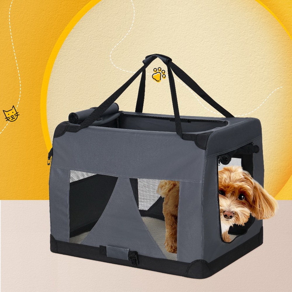 i.Pet Pet Carrier Soft Crate Dog Cat Travel 60x42CM Portable Foldable Car M-7