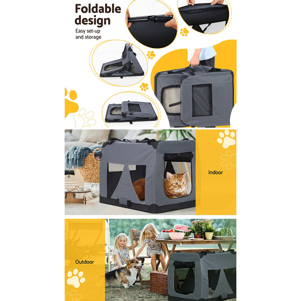 i.Pet Pet Carrier Soft Crate Dog Cat Travel 82x58CM Portable Foldable Car XL-6