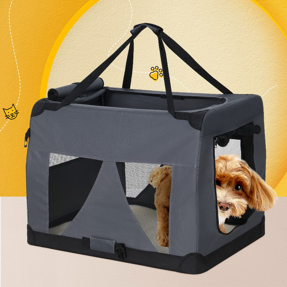 i.Pet Pet Carrier Soft Crate Dog Cat Travel 82x58CM Portable Foldable Car XL-7