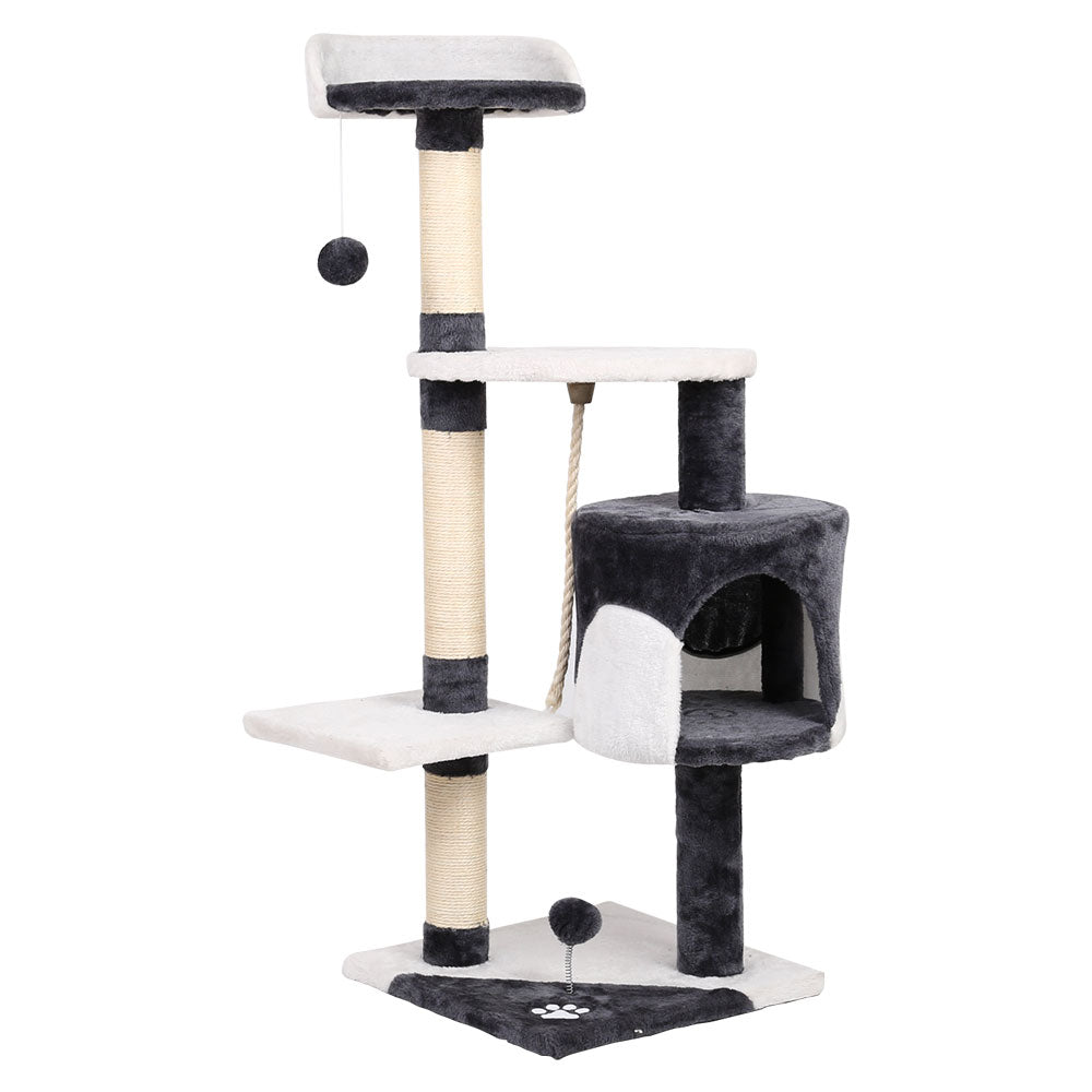 i.Pet Cat Tree 112cm Tower Scratching Post Scratcher Wood Condo House Furniture-0