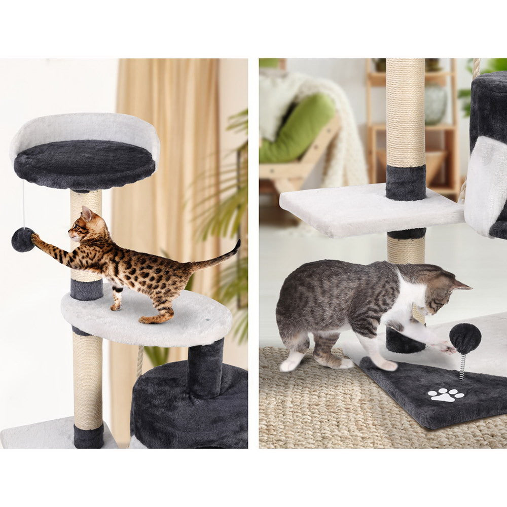 i.Pet Cat Tree 112cm Tower Scratching Post Scratcher Wood Condo House Furniture-4