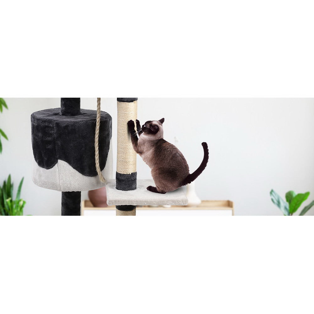 i.Pet Cat Tree 112cm Tower Scratching Post Scratcher Wood Condo House Furniture-5