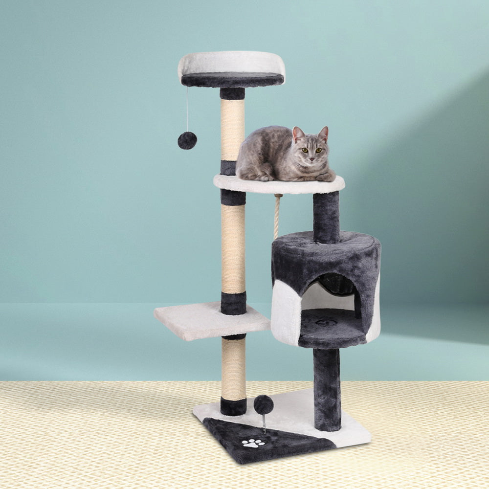 i.Pet Cat Tree 112cm Tower Scratching Post Scratcher Wood Condo House Furniture-7